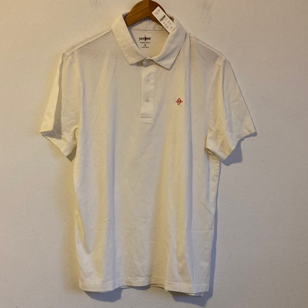 J. Crew Sueded cotton polo‎ shirt Medium Ivory Jersey Polo - Picture 2 of 6